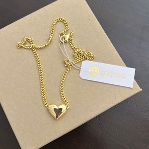 Gold plated heart choker chain necklace. Gorjana brand